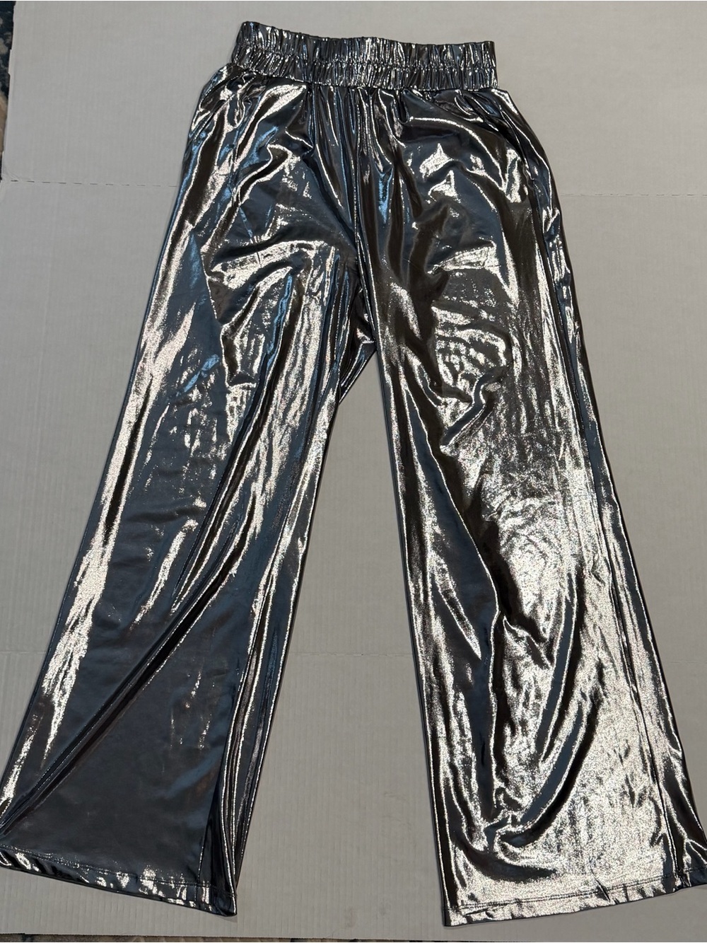 Sincerely Jules Women’s M Silver Wide Leg Pants Metallic